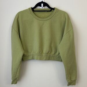 Reformation Green Cropped Sweatshirt